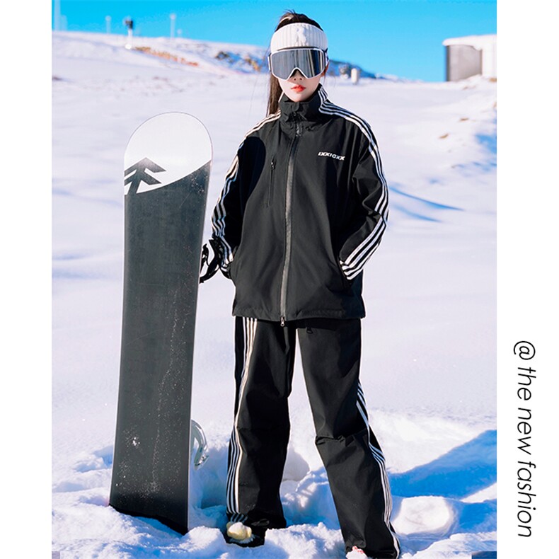 户外防水拼接条纹俩件套登山服男女滑雪服套装TZ031-P235控338,男装休闲套装,电商A001