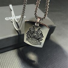 G1837欧美双旗吊坠个性项链创意男士钛钢吊坠T恤链毛衣链配饰，项链，星座510A-2