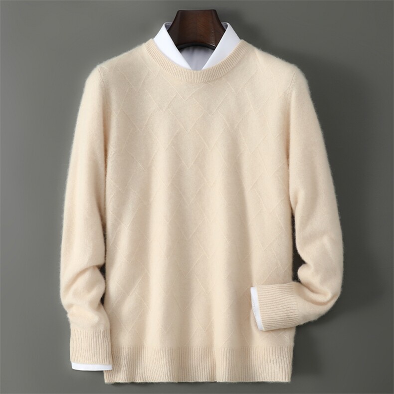 2025百搭时尚简约圆领纯色羊毛衫，男装羊毛衫，千国羊绒