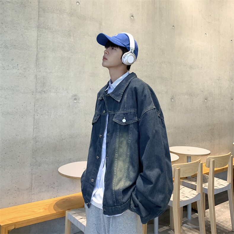 日系春秋设计感撞色牛仔外套男美式宽松休闲工装夹克潮JK1007-P60,男装夹克,星座308B-1