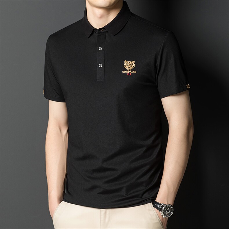 中青年短袖T恤男士POLO衫夏季休闲宽松半袖爸爸装虎头翻领上衣P52，男装Polo衫，钱塘6003A(原)4033A