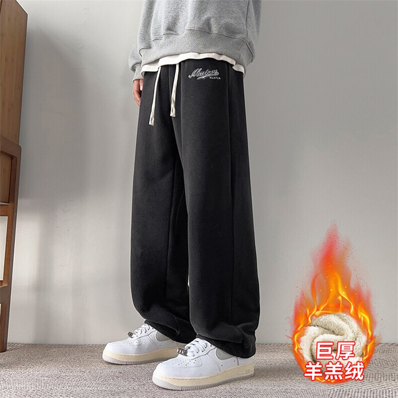 217-2-NK556-P45冬季新款羊羔绒加绒加厚直筒休闲裤男大码卫裤,男装休闲裤,星座217-2