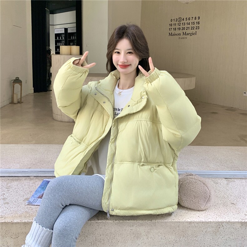 现货2025冬季新款25120-P265-K398简约立领绿色50羽绒服,女装羽绒服,浙宝128（原290）