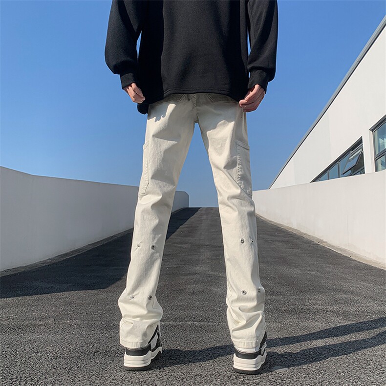 美式ins高街hiphop新款弹力修身直筒休闲裤货号K675P65,男装牛仔裤,电商A063