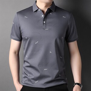 男士轻奢短袖T恤时尚潮流翻领半袖商务纯色上衣服体恤男装图片