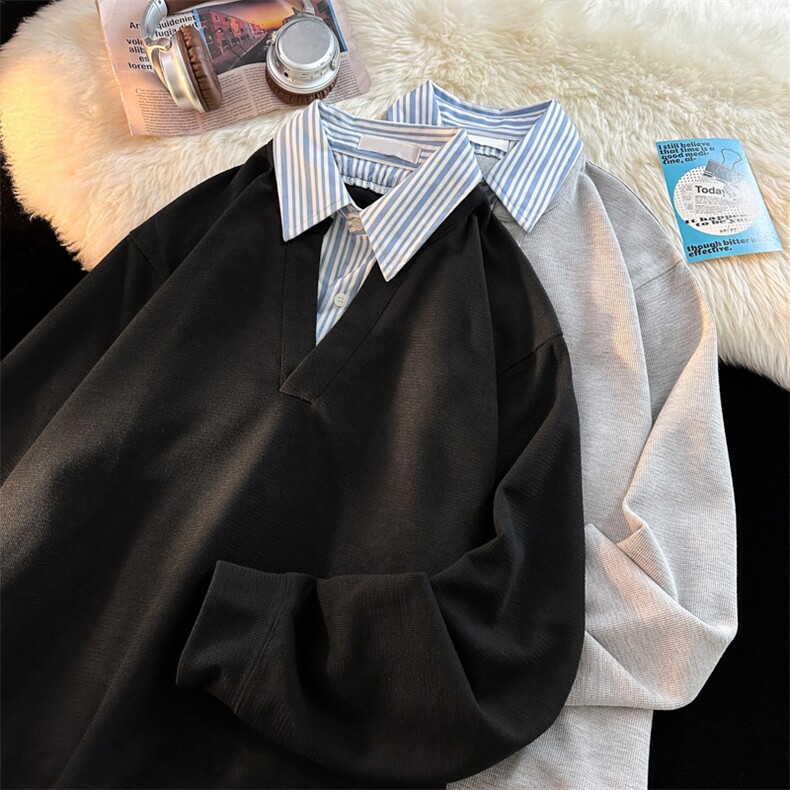 假两件卫衣男女韩版潮流宽松百搭文艺帅2024秋冬ins外套WB310-P47，女装短外套，星座412-3