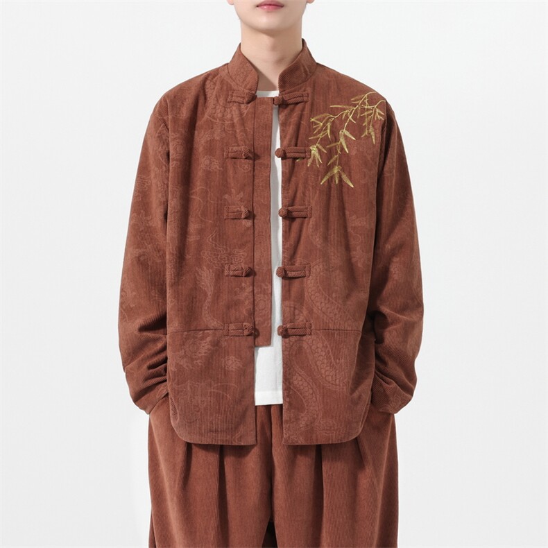 男士外套灯芯绒夹克盘扣立领唐装风XZ1512-2506单夹克-P85,男装夹克,星座1512