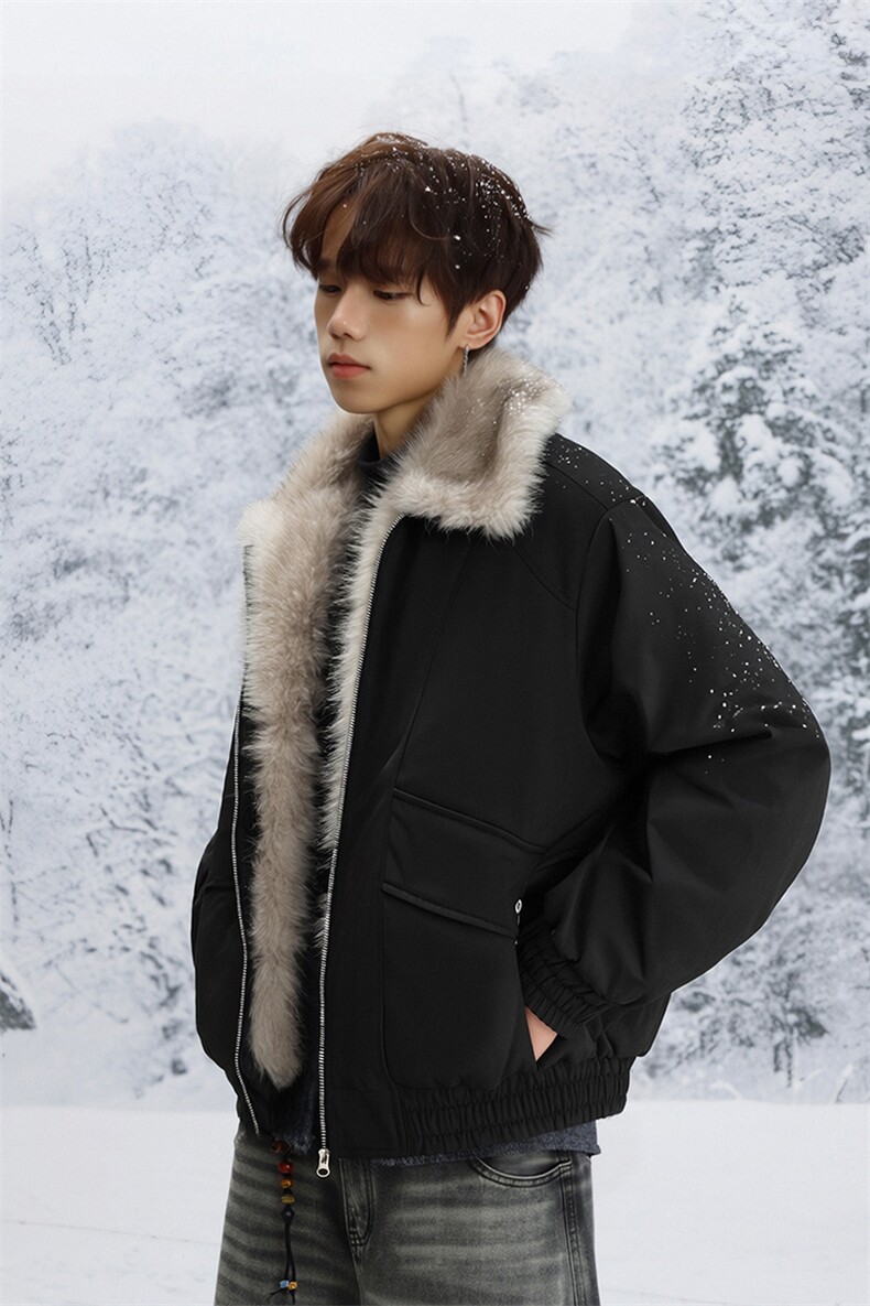 雪景毛领座山雕冬季新款美式潮牌加厚棉衣男百搭棉服-A2343P99,男装棉衣,电商B241