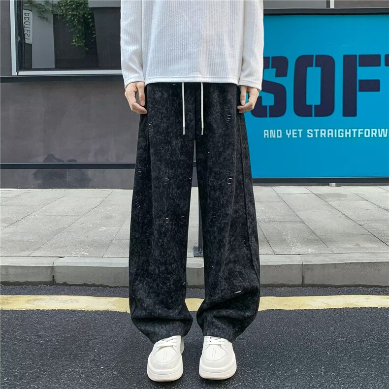 休闲裤男女韩版潮流拼色帅气百搭高街2025秋冬ins长裤K6728-P51,男装休闲裤,星座412-3
