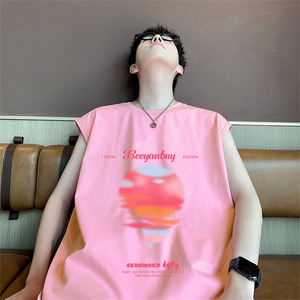 已注册直播抖音得物品质纯棉250克重磅男无袖背心T恤T599P28控39图片
