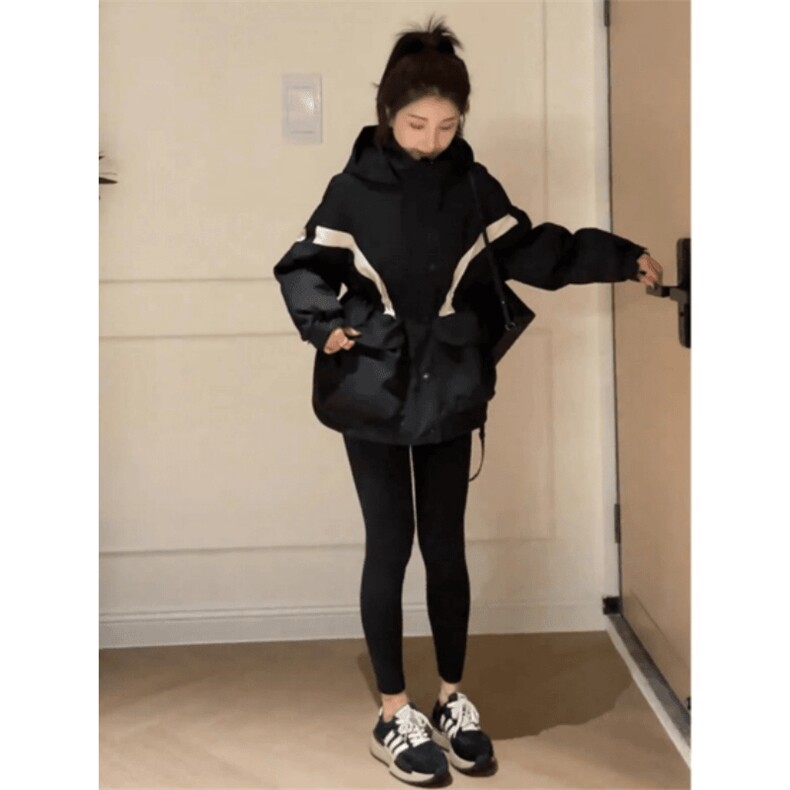 2025休闲春秋季棒球服外套女宽松韩版连帽收腰冲锋衣百搭夹克,男装夹克,星座1210-1