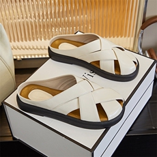 新款包头拖鞋女2024夏季休闲平底沙滩半拖女时尚百搭凉拖外穿女鞋，女鞋拖鞋，电商A223