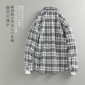 特P55无差价秋翻领男棋盘格大码设计感小众夹克外套J547尺码偏大图片