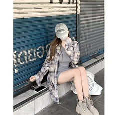 格子衬衫女春秋穿搭撞色拼接衬衣夏季小众防晒衣女外穿CA183，男装防晒衣，星座1116A（原606A-3）