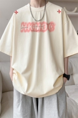 图案已注册夏季重磅美式休闲短袖T恤男潮宽松半袖体恤衫D107/P25，男装T恤，电商B209