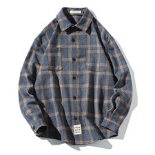 2021冬季新日系黑墙加绒加厚格子衬衫潮男大码保暖C5081-P50，男装衬衫，电商A001