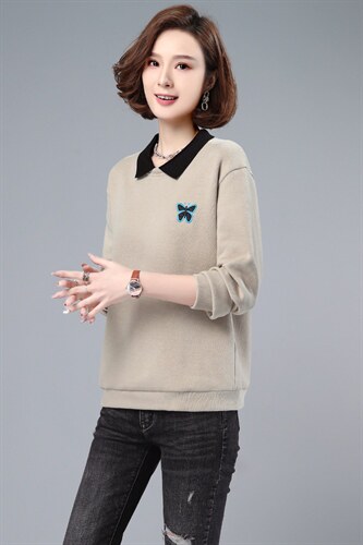 长期大货现货，2022春季新款时尚舒适蝴蝶刺绣拼色卫衣，女装卫衣/绒衫，涵誉