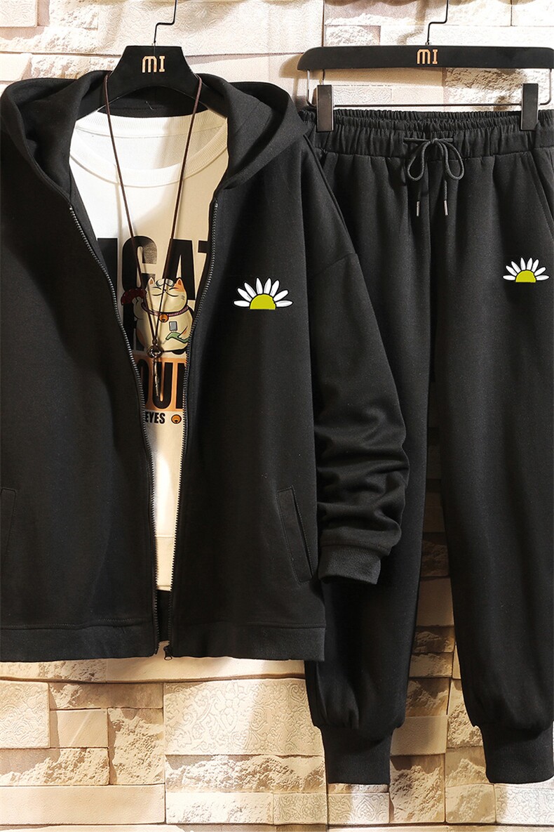 TK6089-P85开衫连帽卫衣套装男运动套装两件套砖墙挂拍,男装卫衣,电商A040A