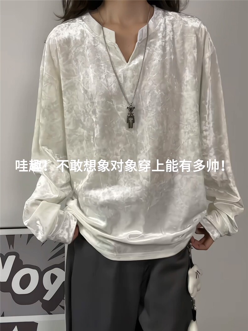 XZ809A/CX609/特P24/控48高级感钻石绒V领长袖T恤卫衣,男装T恤,星座809A(原222-1)