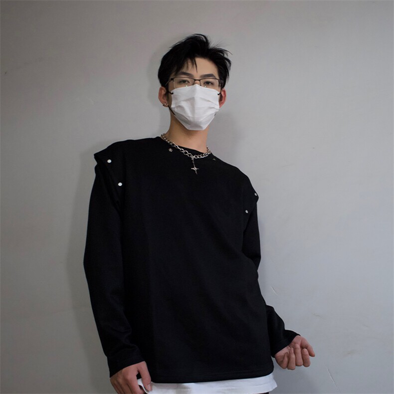 袖子可拆卸两穿卫衣T恤春夏打底设计高街痞帅潮男打底衫长袖P58，男装T恤，电商B319