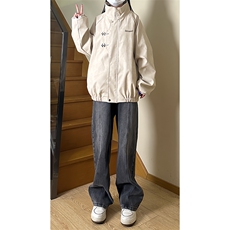 港风美式复古扎染宽松百搭立领夹克男女XZ213-JK8934-P108控138，男装夹克，星座213