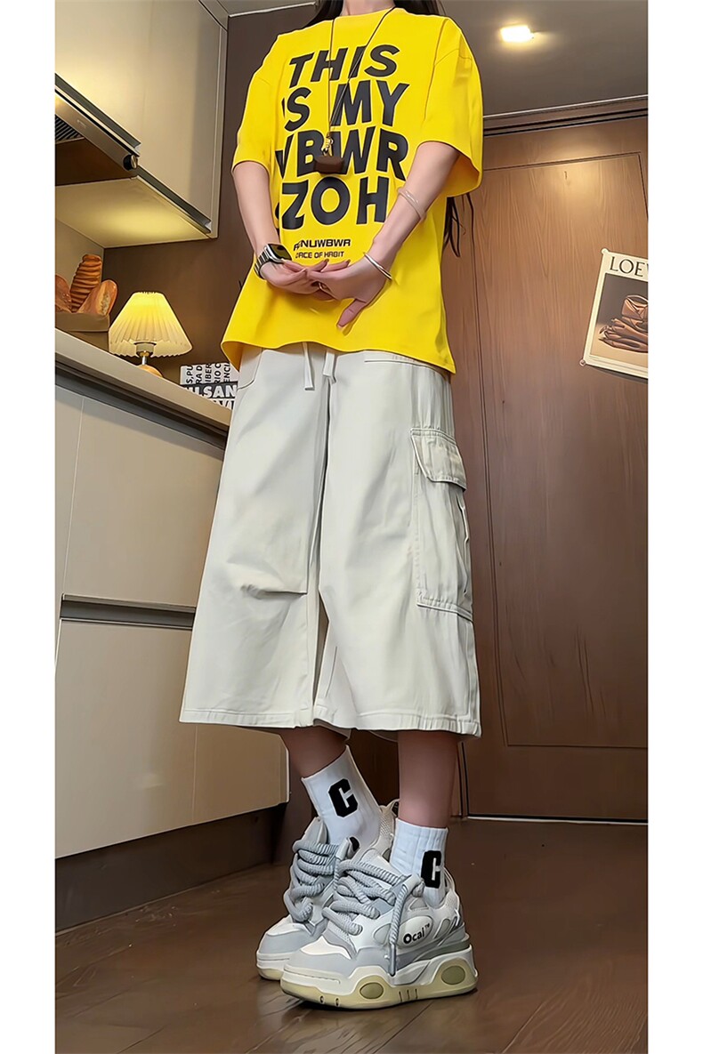 夏季美式复古高街工装七分裤男多口袋阔腿休闲裤子-A2018TP45控68,男装牛仔裤,电商B241