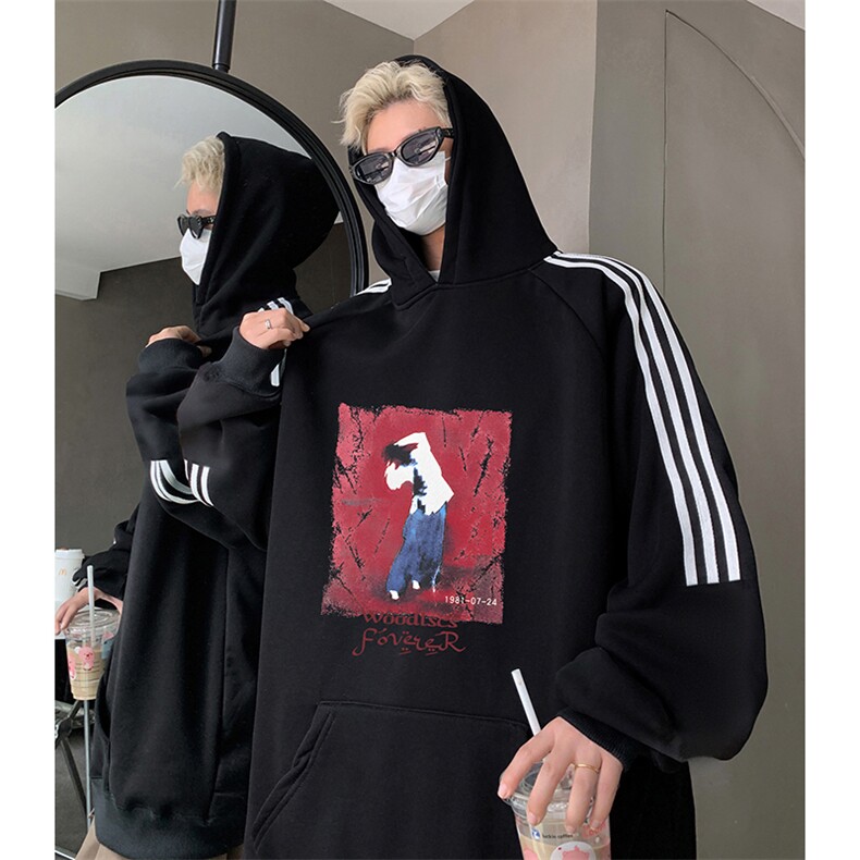 抖音得物供货提供视频秋冬重磅美式宽松织带连帽卫衣0438,男装卫衣,电商A486