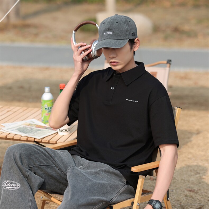 美式夏季新款Polo衫男士半袖日系潮牌男装宽松短袖t恤 PL141-P45图片