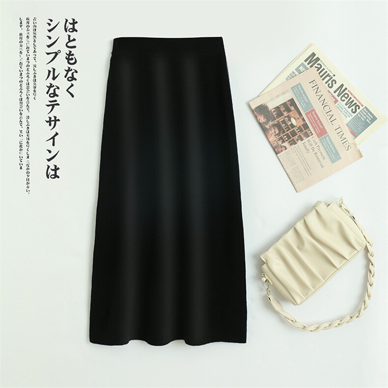 高品质羊毛女士半身裙简约设计四平针加厚保暖显瘦修身，女装半身裙，洁纯羊绒