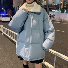 情侣冬季男士羊羔毛翻领棉衣男纯色港风面包服棉服A071-Y277-P115图片
