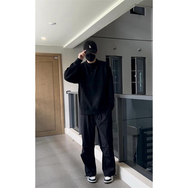 美式复古灰色毛衣套头衫外套男潮翻领polo领针织衫MD66,男装针织衫/毛衣,星座1116A（原606A-3）