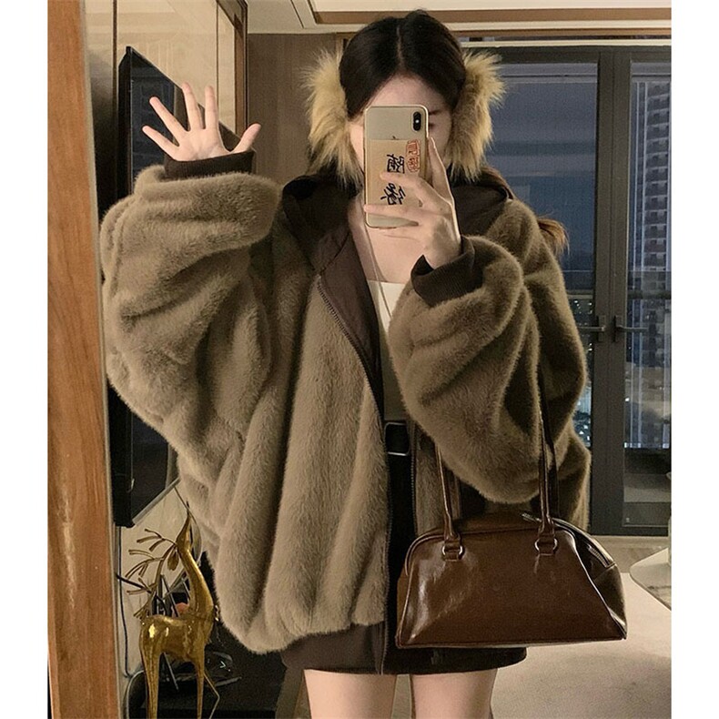 两面穿现货重磅短款座山雕棉衣男女双面穿毛毛绒棉服加厚外套图片