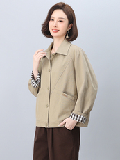 外套女款春秋2025新款短款休闲大码宽松减龄洋气中年妈妈夹克外套，女装短外套，忆绮罗
