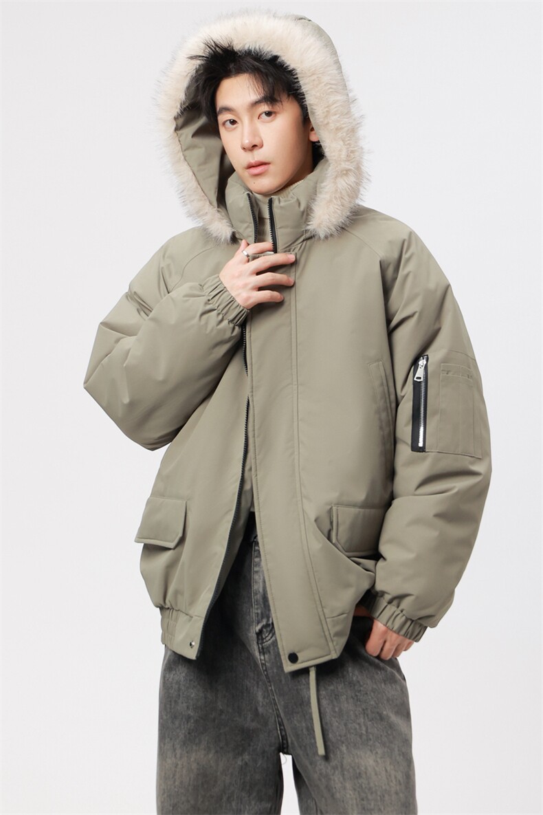自家图有视频复古加绒毛领外套棉衣新款连帽派克棉服M2572p95,男装棉衣,电商D315