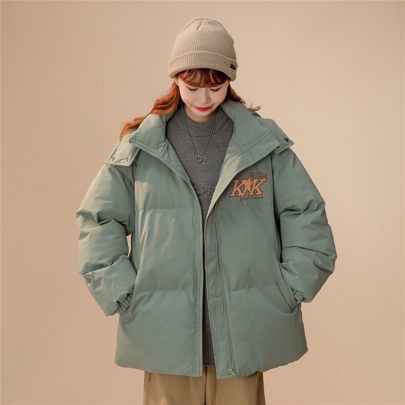 中性风22秋冬新品潮牌印花立领面包服连帽棉衣外套MY208P115控158，男装棉衣，A247A