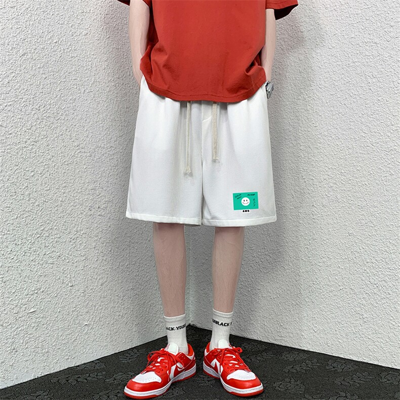 HD74264-P22 华夫格短裤男大码宽松五分裤男直筒中裤图片
