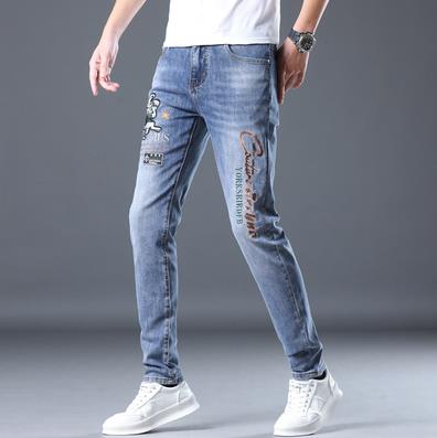 2023春夏新款水洗潮牌修身小脚刺绣弹力牛仔裤男B223-640-P95,男装牛仔裤,电商D218