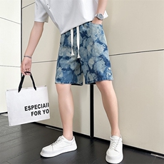 301A-1DK14P58控78店主风社会小伙夏季水洗五分牛仔裤男，男装牛仔裤，星座301A-1