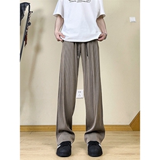 A178XK458新款夏季薄款男直筒长裤冰丝休闲宽松垂感阔腿卫裤，男装休闲裤，电商A178