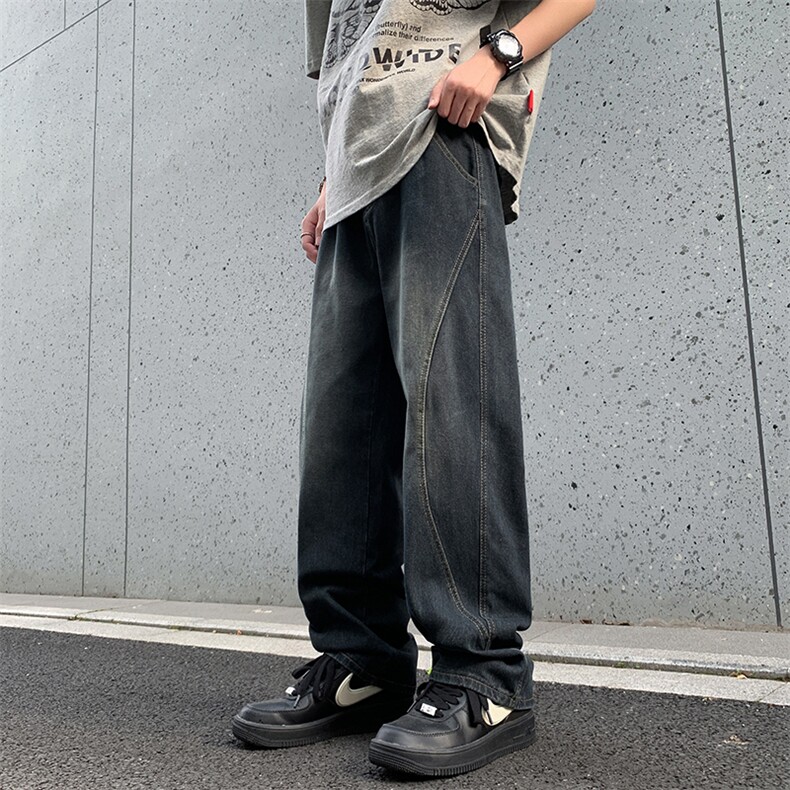 美式高街设计感宽松直筒牛仔裤男vibe风休闲阔腿裤子90055-p46,男装牛仔裤,星座1008-1
