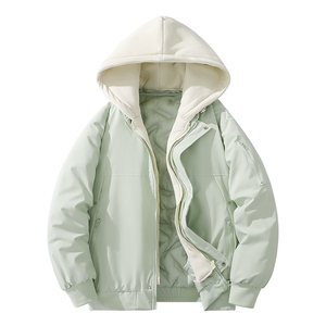 新款青少年学生棉袄假两件加绒加厚棉衣秋冬保暖棉服情侣YY2588图片