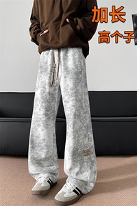 秋季加长版裤子男款痞帅脏脏阔腿裤185cm110直筒休闲长裤KZ025P45图片