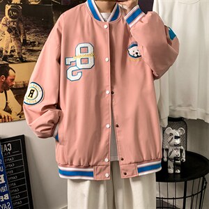 棒球服外套男潮牌潮流ins字母刺绣情侣学生夹克22102-P65控118图片