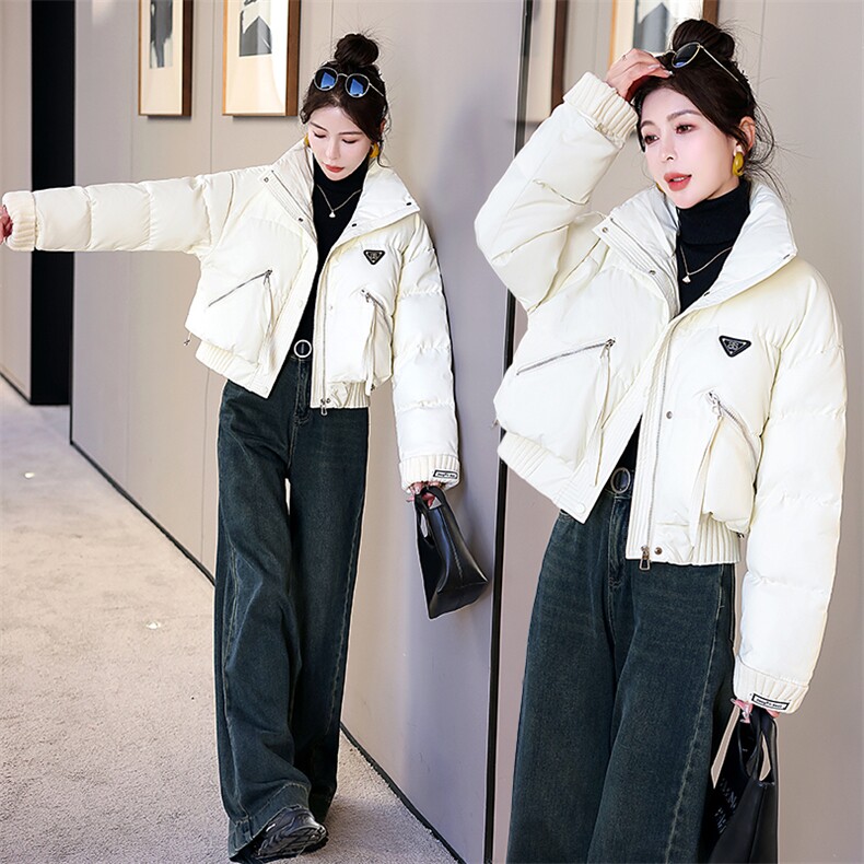 2023年冬季新款现货免洗柔软皮加厚立领面包服韩版小个子羽绒服,女装羽绒服,火爆靓佳人