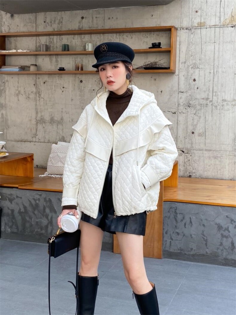 菱形格压薄亮片外套，其它，微迪菲