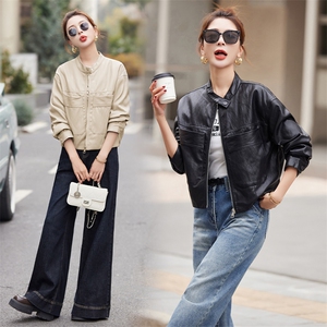 皮衣女外套短款上衣2025春秋季新款洋气显瘦小个子PU皮机车服夹克图片