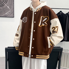 现货得物直播品质棒球服男毛巾刺绣PU皮毛呢夹克外套JK6618，男装夹克，电商A426-1(原A430-1)