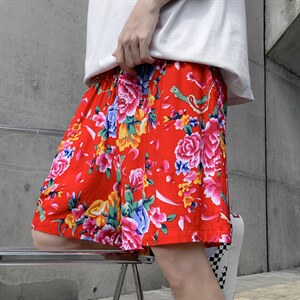 DK2023夏季男士休闲大码人造棉纱透气凉爽东北大花短裤风民族，男装休闲裤，星座115A(原星座507）