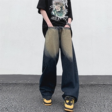 复古直筒牛仔裤男款街头vibe潮牌美式宽松痞帅水洗做旧阔腿长裤子，男装牛仔裤，星座1210-1