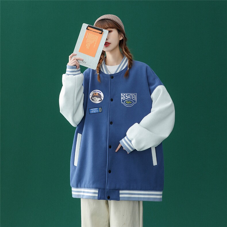 中性风2023秋季新品港风原宿潮牌印花棒球服夹克外套G86p65控78,男装夹克,A247A
